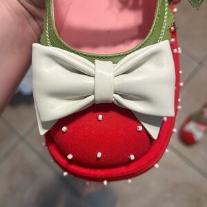 Dolls Kill Red and Green Heels with White Bow